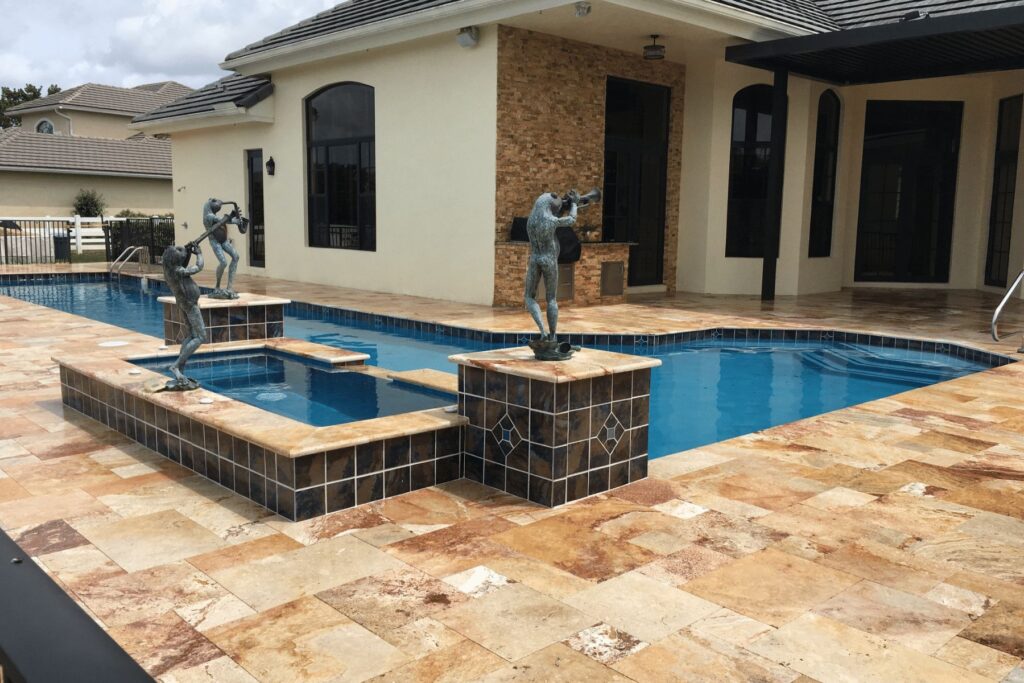 Travertine Pavers Pool Pup Pavers and Turf Florida