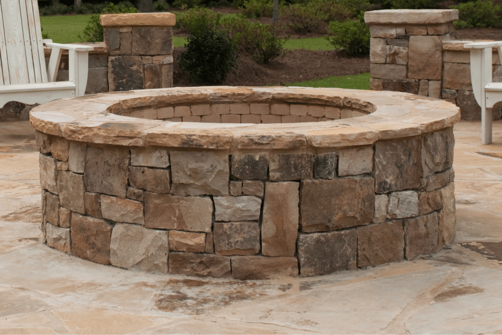 Fire Pit Paver Installation Natural Stone PUP Pavers and Turf Florida