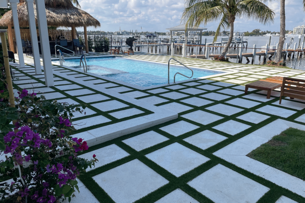 Pool Deck Surfaces Turf PUP Pavers and Turf Florida