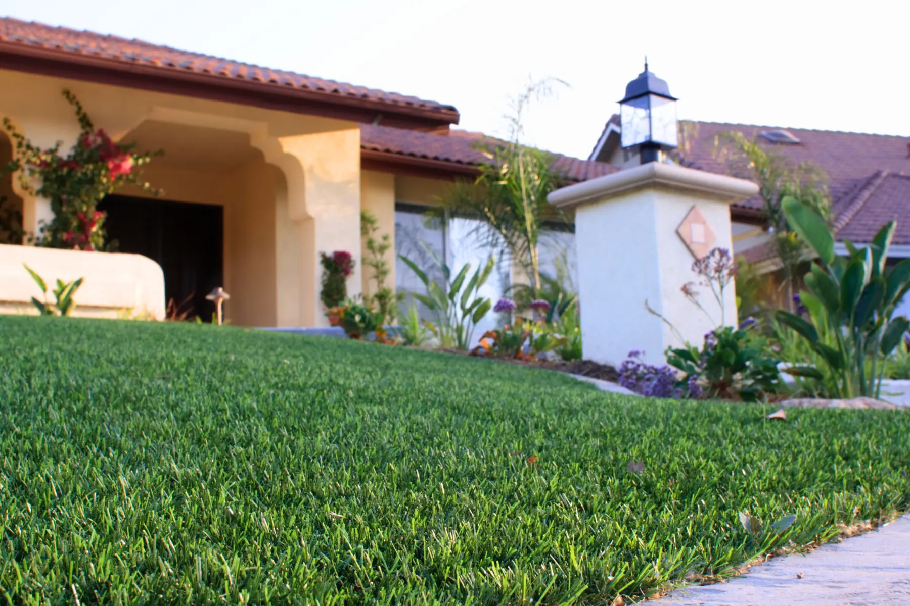 Synthetic Lawn Installation Front Lawn Florida PUP Pavers Turf