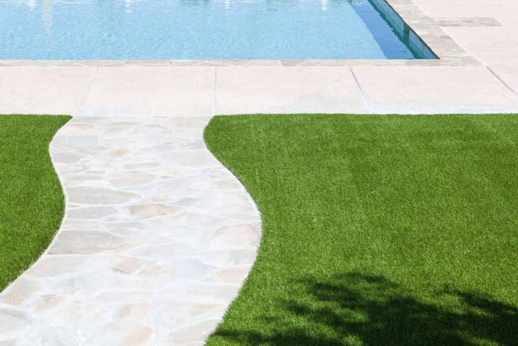 Synthetic Lawn Installation Pool Walkway Florida PUP Pavers Turf
